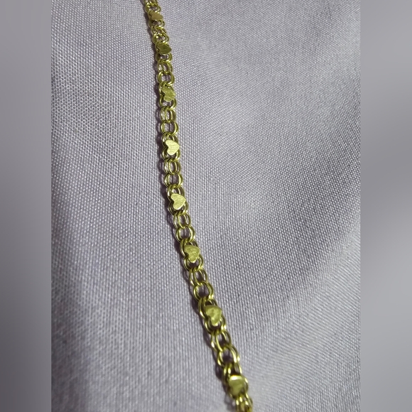 10k Yellow Gold Retro Heart Mirror Bracelet. 8" - Picture 9 of 15